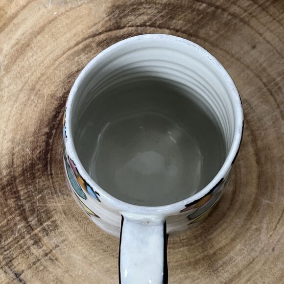 Super Rad 1980s Studio Art Pottery Colorful Geometric Coffee Mug Signed - Picture 5 of 6